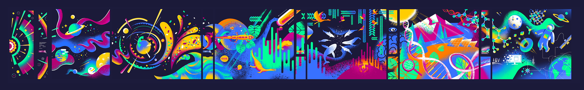 Komplettes AR Fenster mit Illustration vom Urknall bis heute