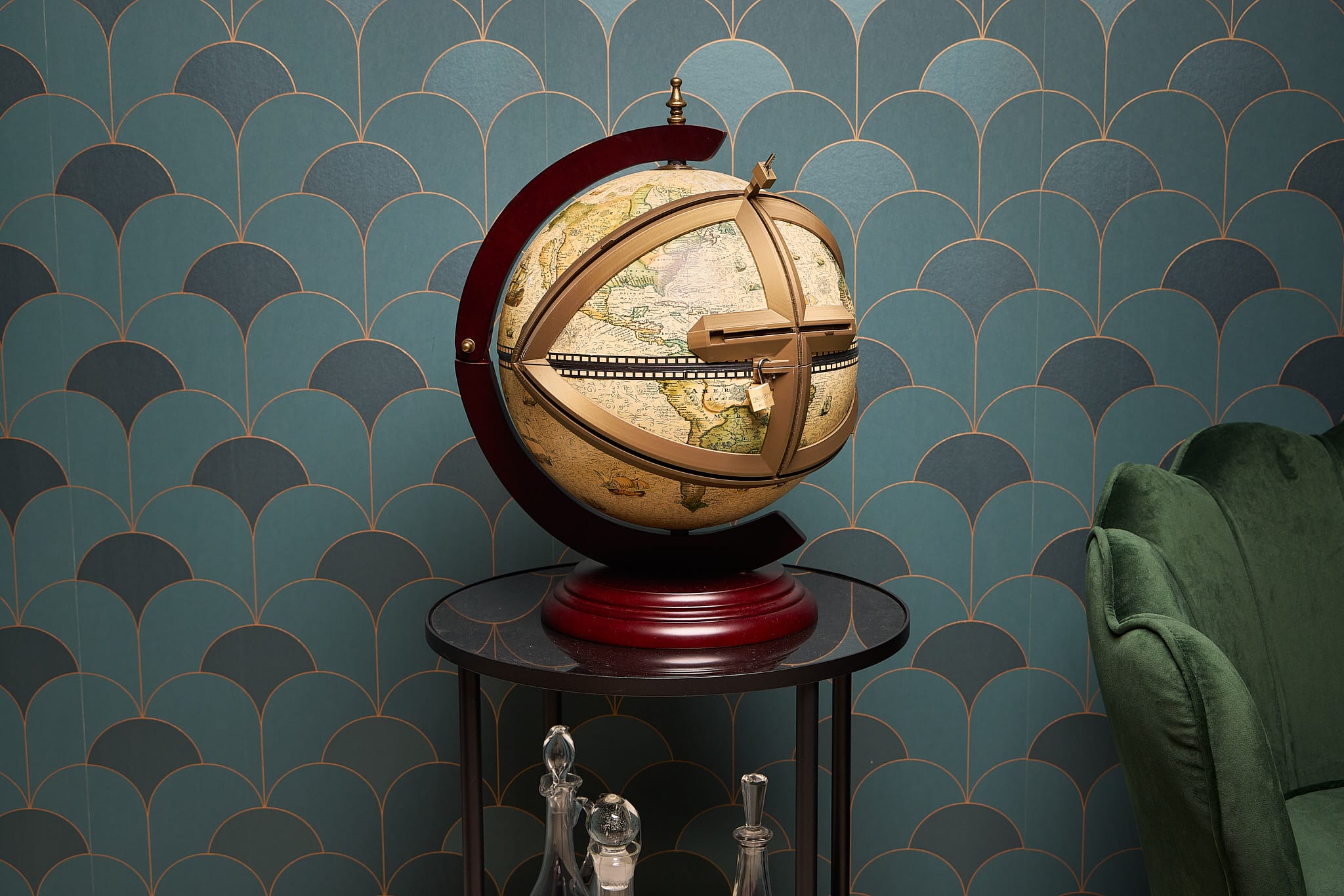 Old school globe with opening mechanism