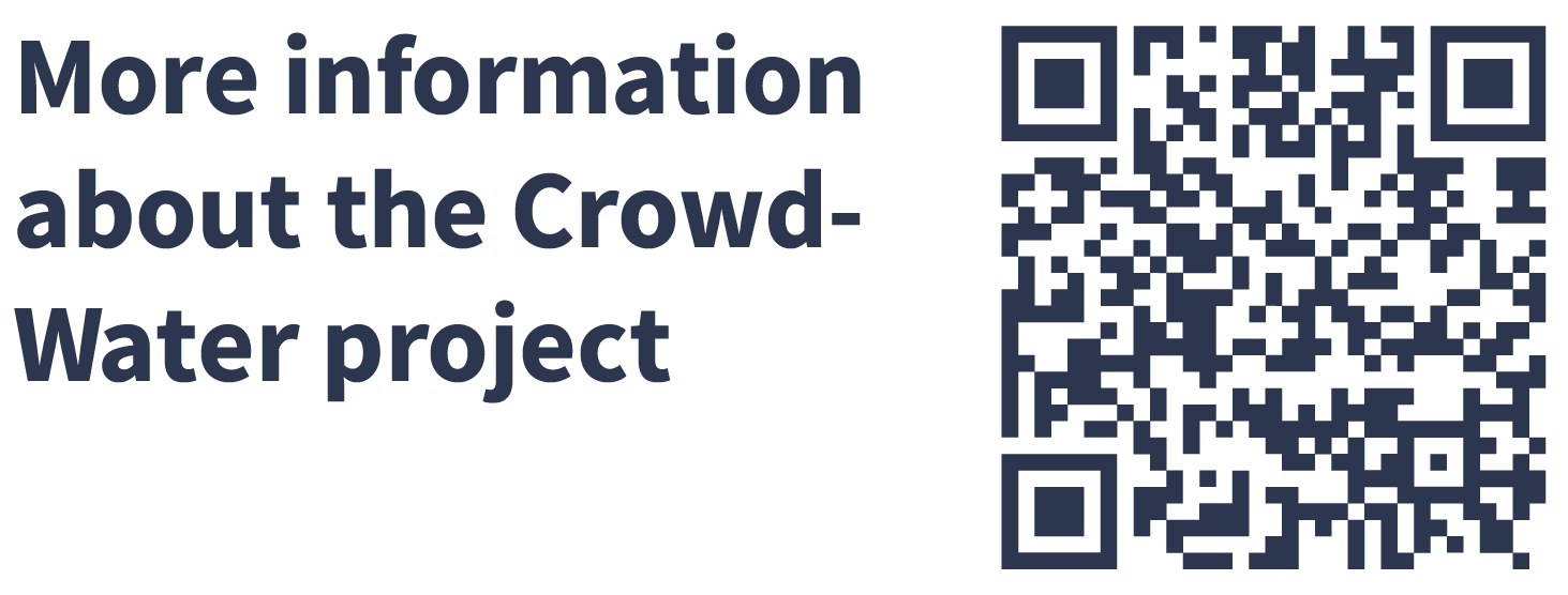 QR–Code mit Link zu CrowdWater Projekt Webseite: crowdwater.ch/de/home